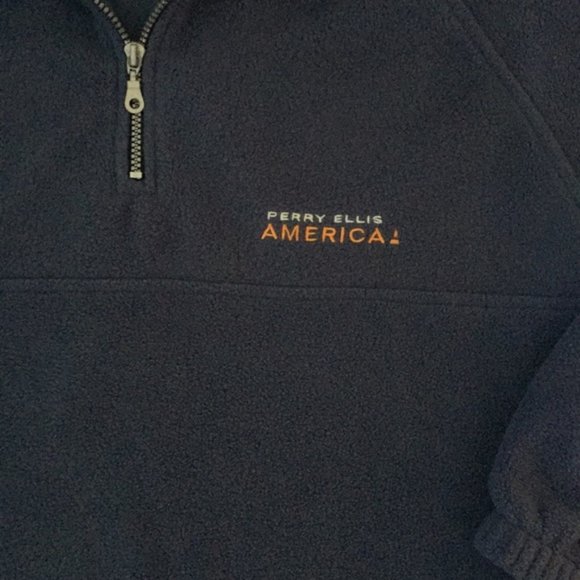 Perry Ellis Men's Navy Blue America Pullover Fleece Jacket - Picture 5 of 7